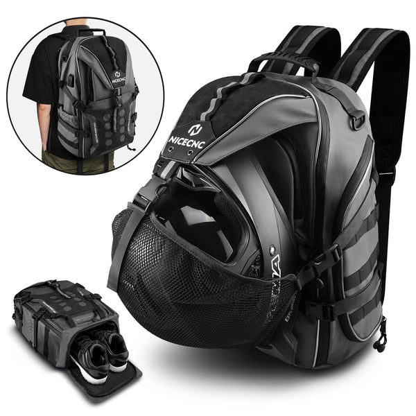 Sac à dos moto étanche avec port usb et compartiment casque pratique